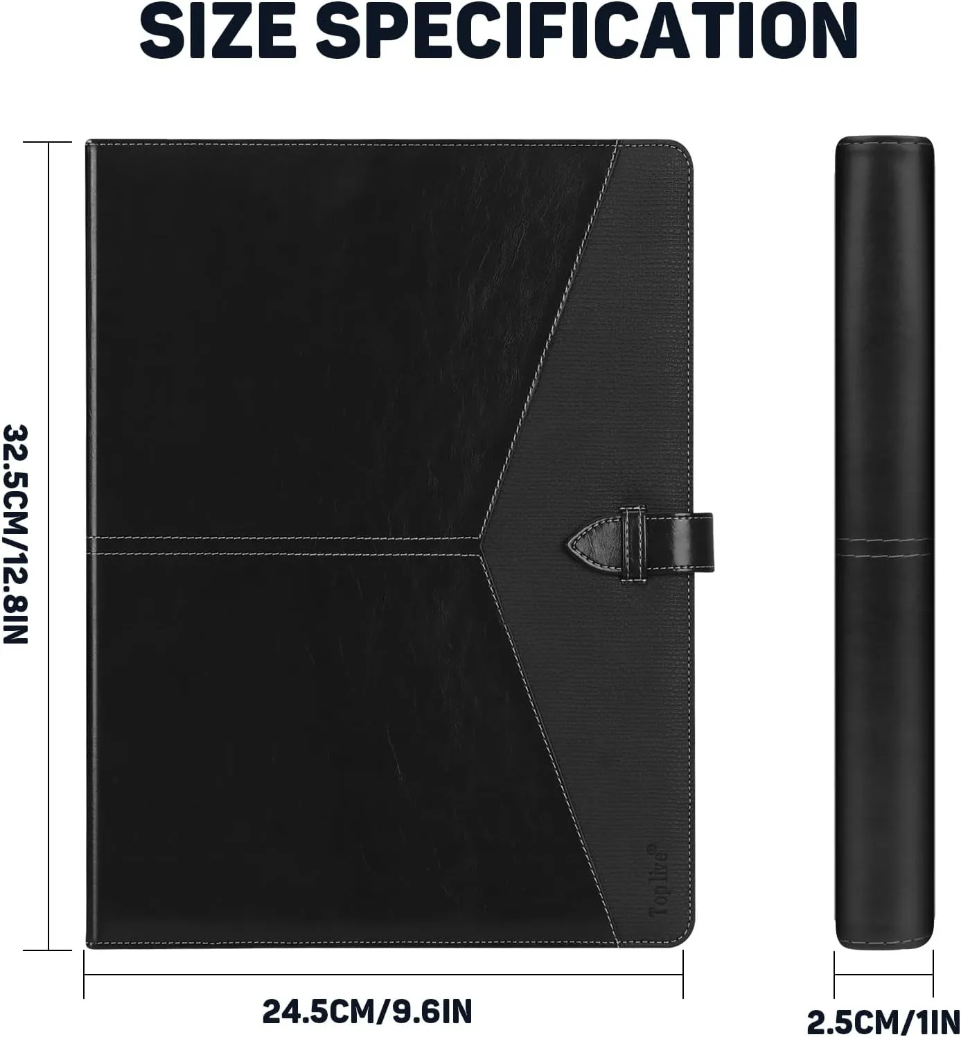 Toplive Executive Resume Padfolio Folder Business Portfolio Interview Presentation Legal Writing Pad Organizer with Card Holder Document Sleeve for Men Women, Black