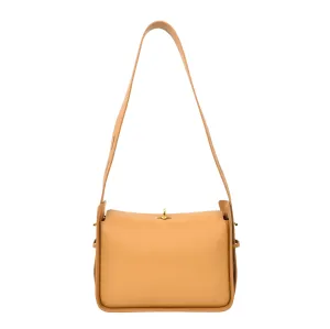 Toronto Women's Classic Real Leather Organiser Shoulder Bag Tan