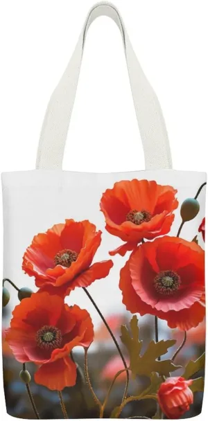 Tote Bag for Women Poppy Flowers Vivid Petals Printed Shoulder Bags Bag Work Totes Handbag for Daily Shopping Or Travel