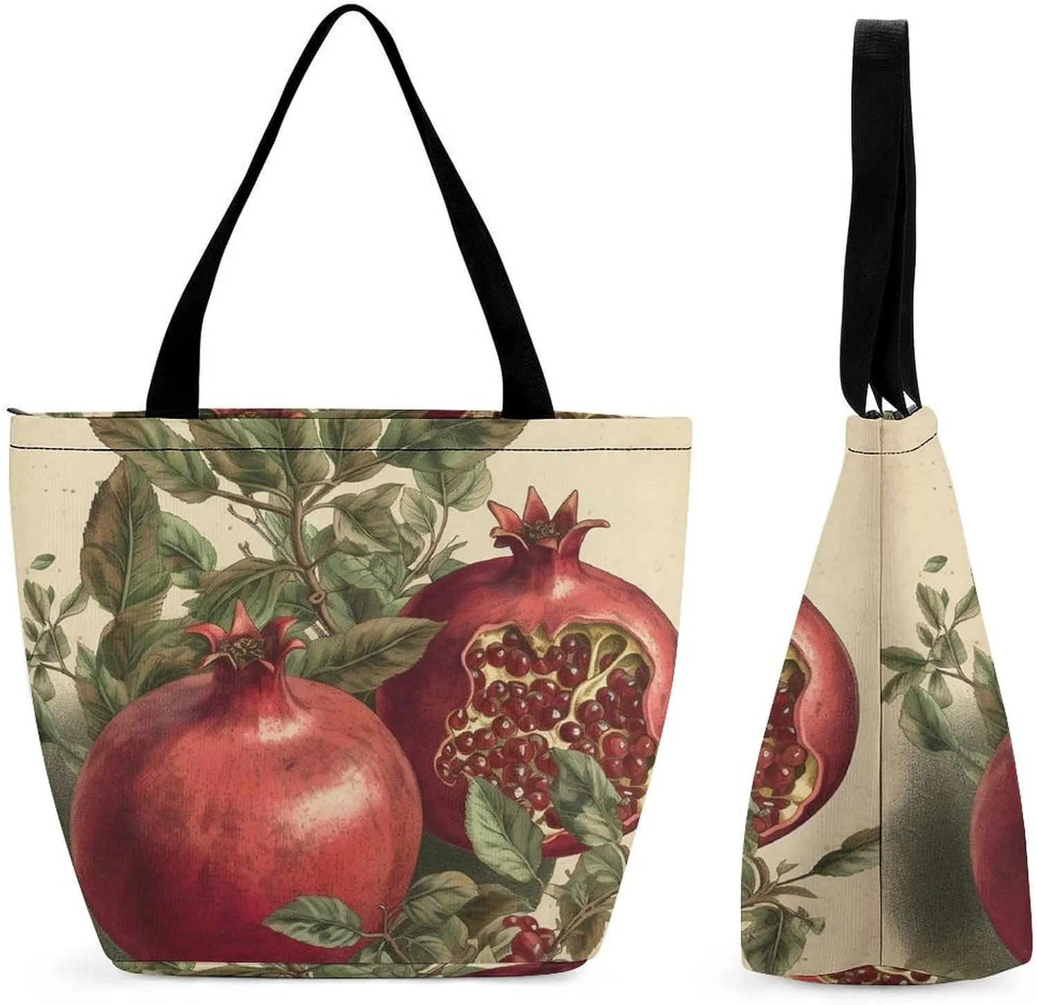 Tote Bag for Women Reusable Handbag Grocery Bags Fashion Shoulder Bags Berries of Pomegranate Shopping Bags
