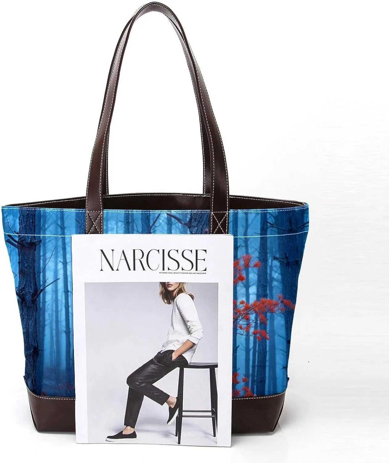 Tote Bags, Large Tote Bags for Women, Tote Bag with Zipper, Landscape Autumn Forest Path, Tote Bags Women