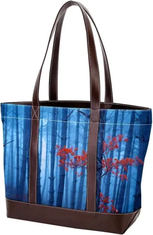 Tote Bags, Large Tote Bags for Women, Tote Bag with Zipper, Landscape Autumn Forest Path, Tote Bags Women