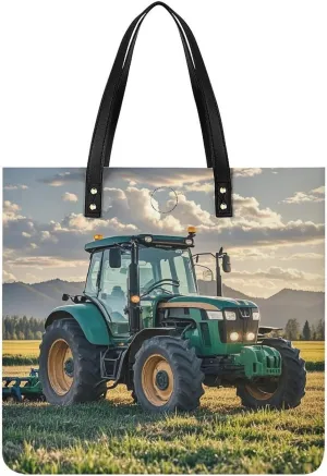 Tractor Agriculture Tranquil Tote Bag Leather Handbag Shopper Purse Shoulder Bag for Women Office Laptop Bag Gift