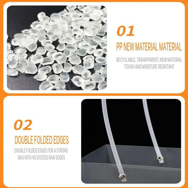 Transparent PP Handbag 50PCS Bouquet Packaging Gift Bag
