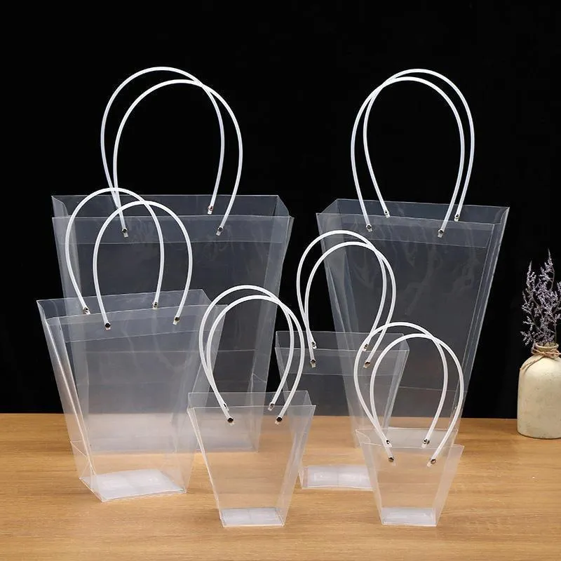 Transparent PP Handbag 50PCS Bouquet Packaging Gift Bag