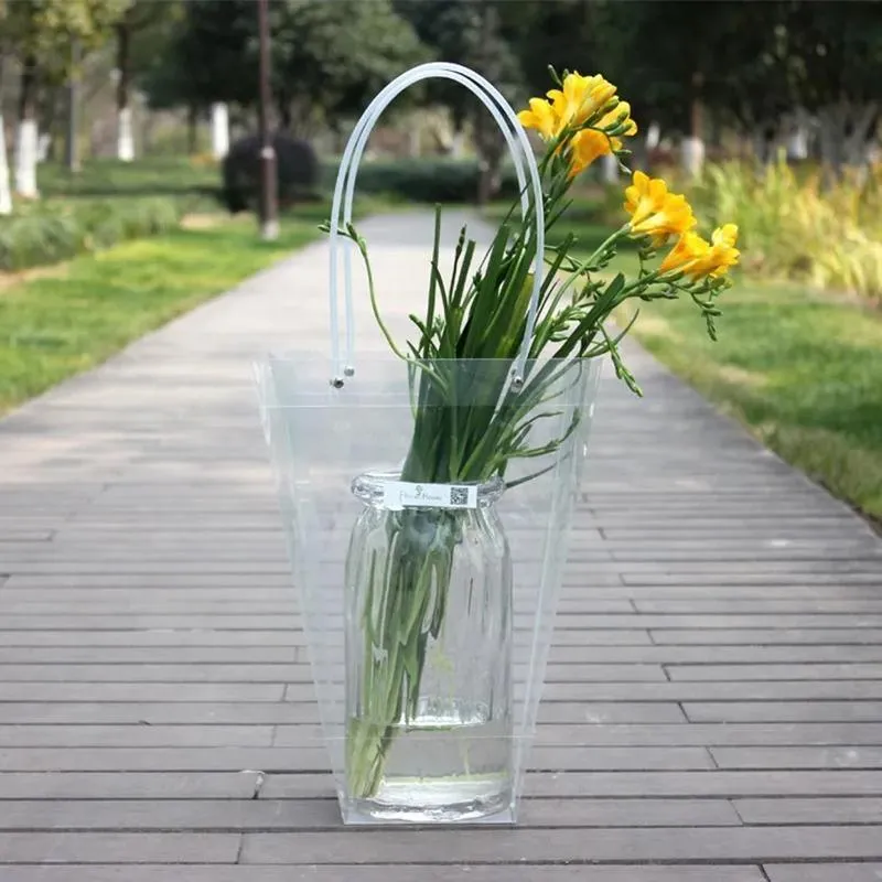 Transparent PP Handbag 50PCS Bouquet Packaging Gift Bag