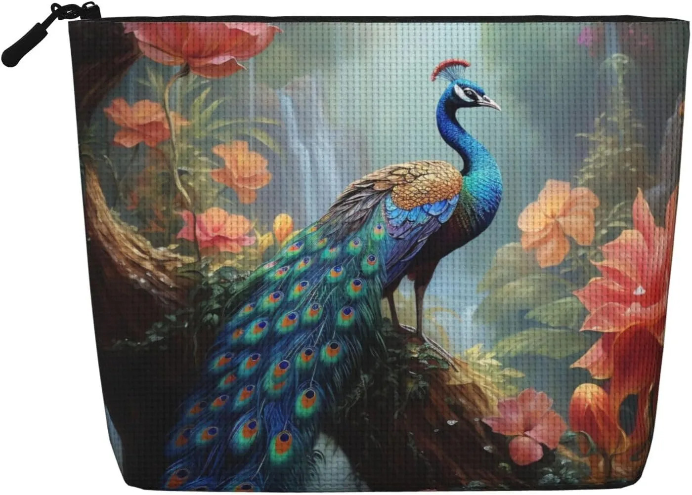 Travel Makeup Bag for Women Large Capacity Cosmetic Bags Waterproof Portable Toiletry Bag Magic Forest Pond Peacock Make Up Bags with Zipper Aesthetic Makeup Organizer for Ladies Gift