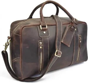 Travel Versatile Work Bag, leathers, Waterproof Messenger Crossbody Bag, large capacity, Mens Multi-pocket Laptop Briefcase, for Office Business College, 17.7in
