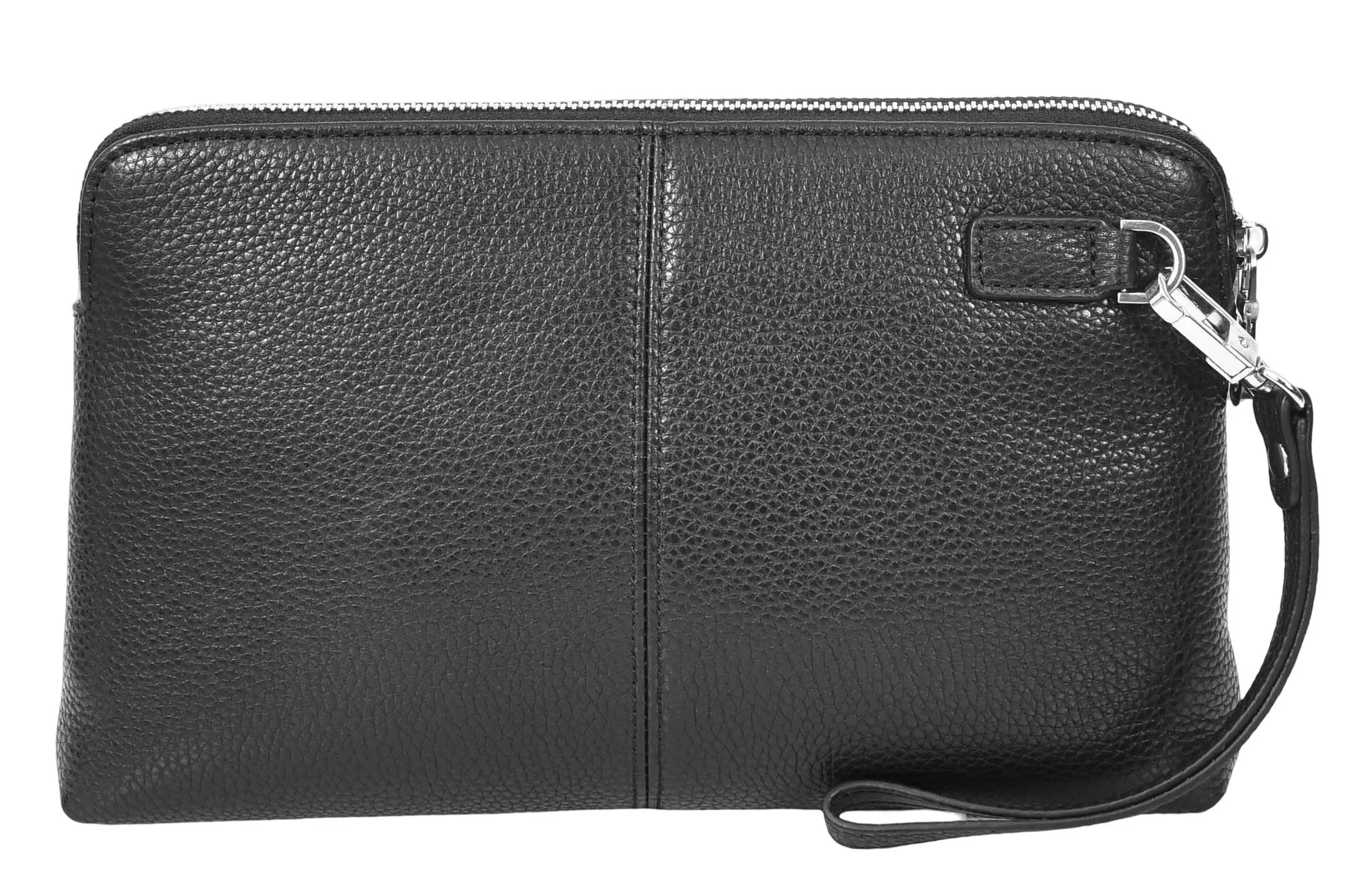 Tripouch Men's Leather Travel Pouch Wrist Clutch Bag Black