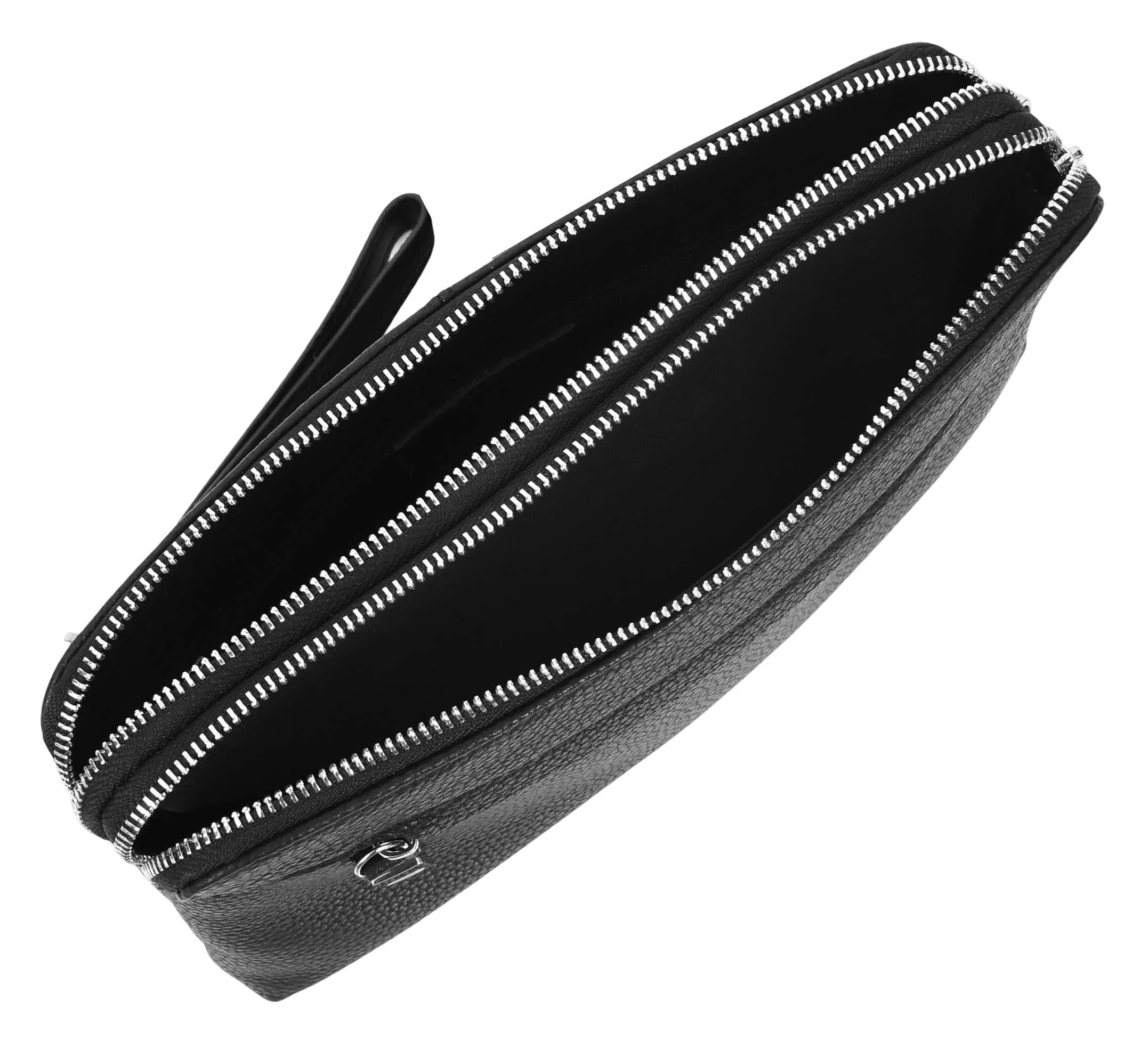 Tripouch Men's Leather Travel Pouch Wrist Clutch Bag Black