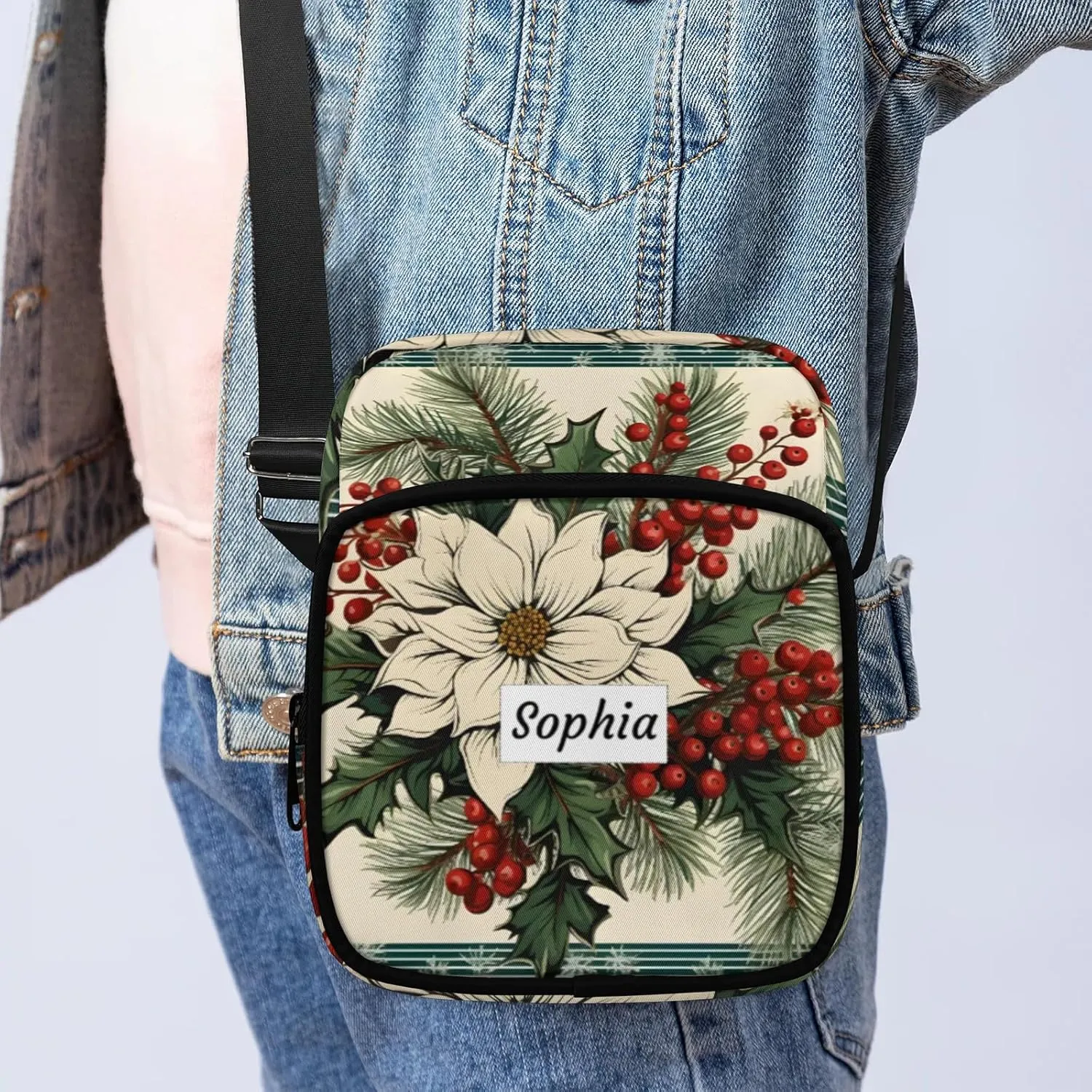 TropicalLife Personalized Crossbody Bag for Women Men Custom Name Messenger Bags