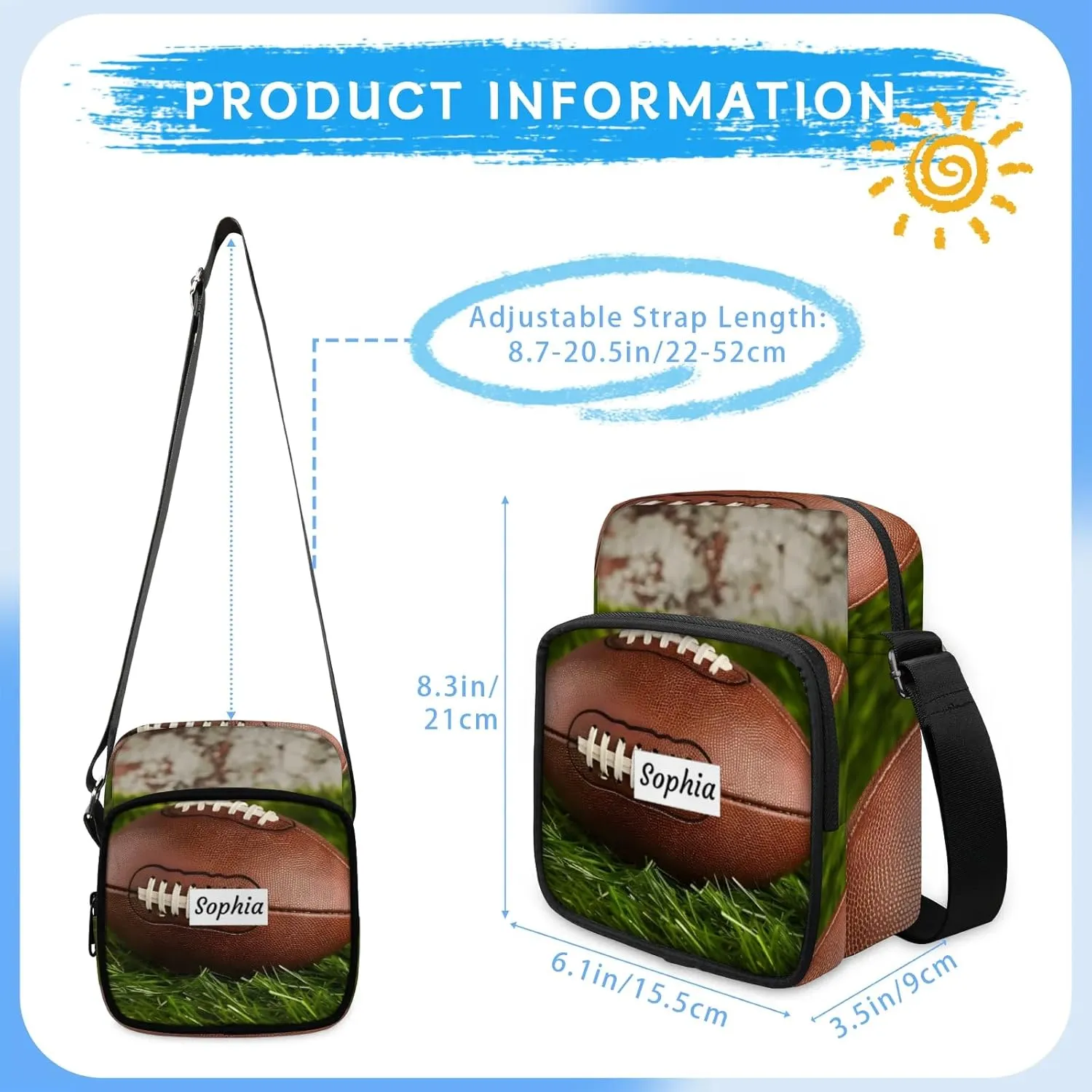 TropicalLife Personalized Crossbody Bag for Women Men Custom Name Messenger Bags
