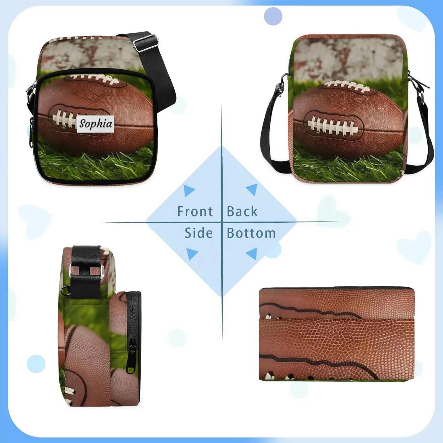 TropicalLife Personalized Crossbody Bag for Women Men Custom Name Messenger Bags