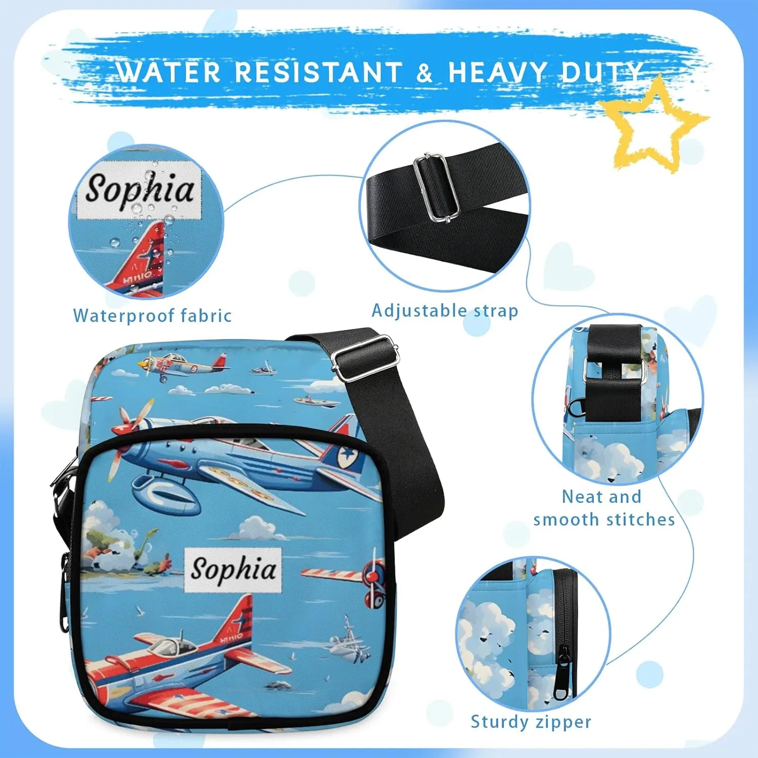 TropicalLife Personalized Crossbody Bag for Women Men Custom Name Messenger Bags