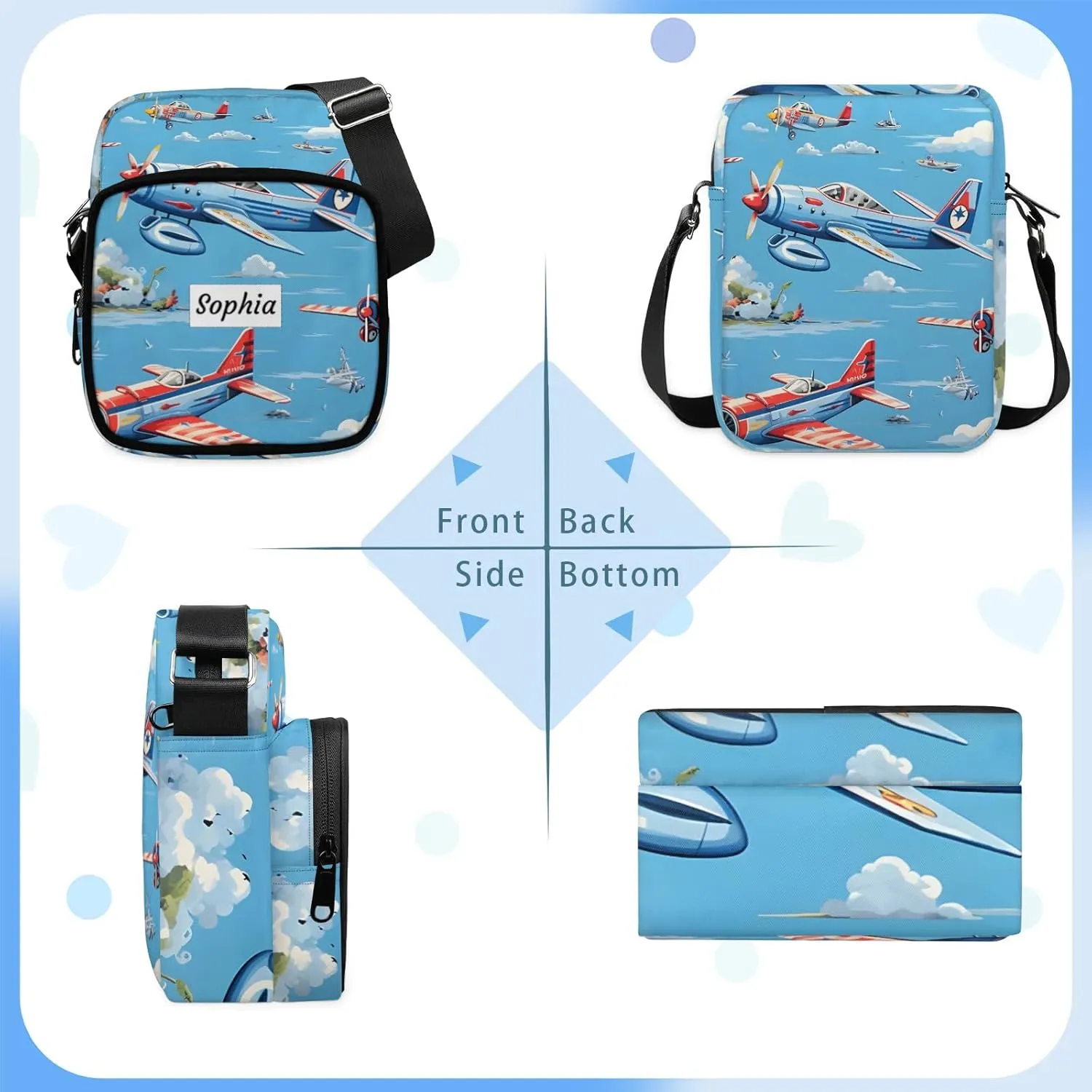 TropicalLife Personalized Crossbody Bag for Women Men Custom Name Messenger Bags