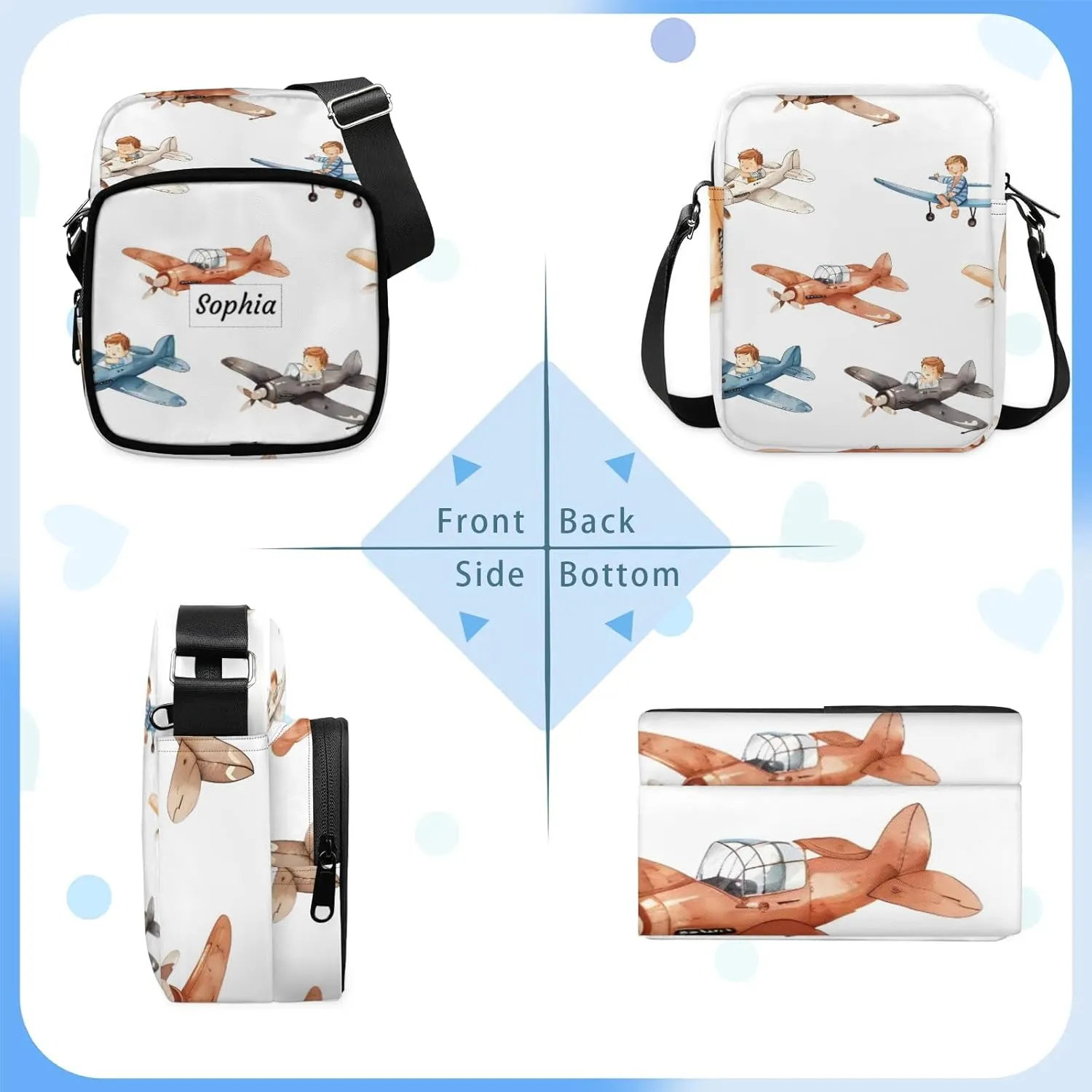 TropicalLife Personalized Crossbody Bag for Women Men Custom Name Messenger Bags