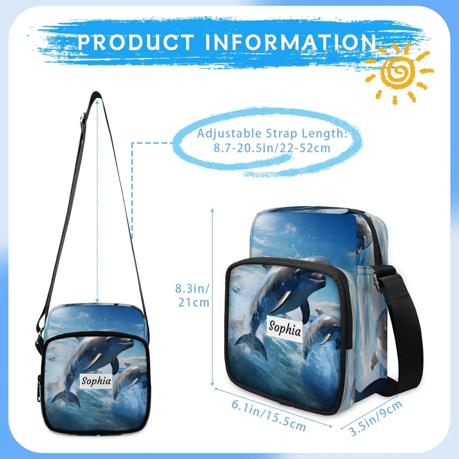 TropicalLife Personalized Crossbody Bag for Women Men Custom Name Messenger Bags
