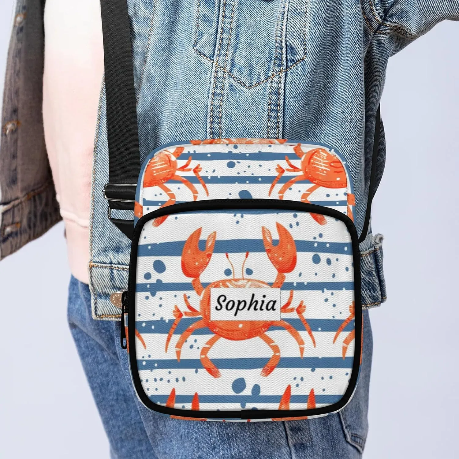 TropicalLife Personalized Crossbody Bag for Women Men Custom Name Messenger Bags