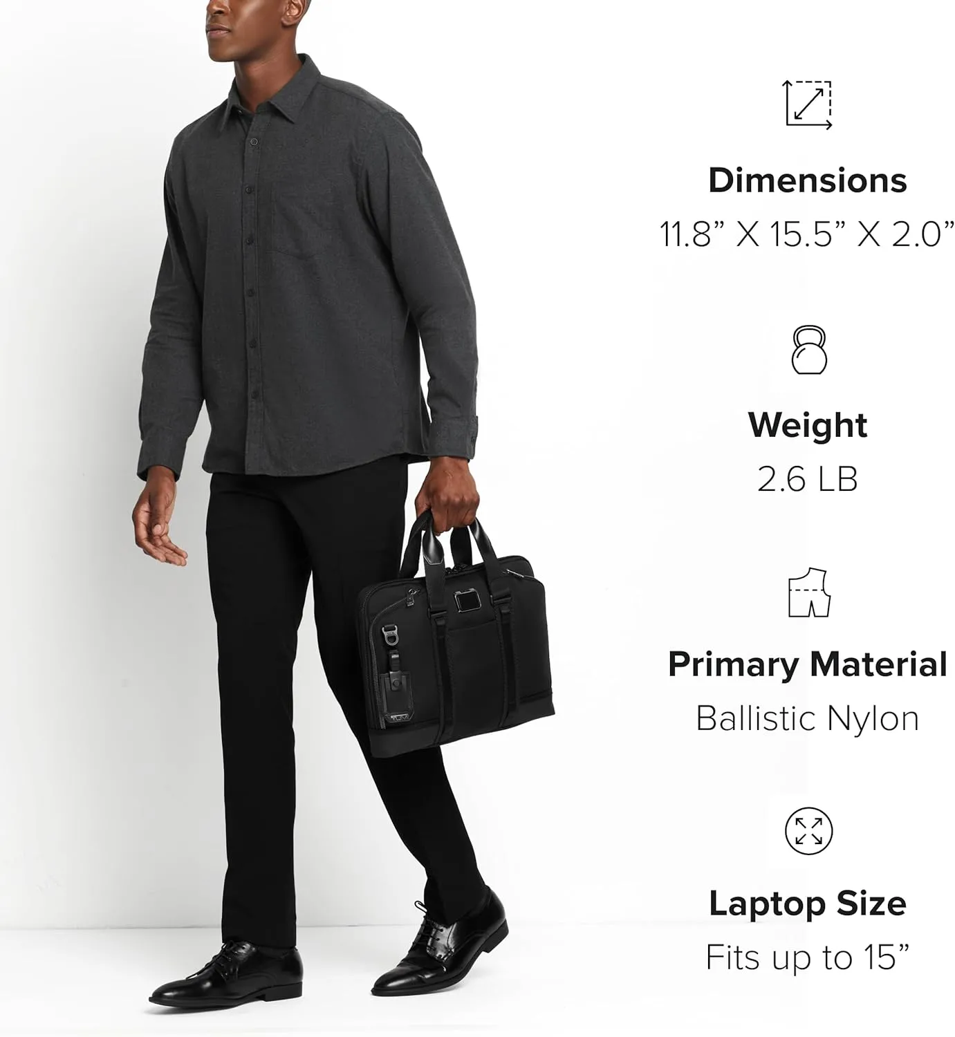 TUMI - Alpha Bravo Academy Brief - Compact Laptop Briefcase - Travel Laptop Bag - 11.8" X 15.5" X 2.0" - For 15" Laptop