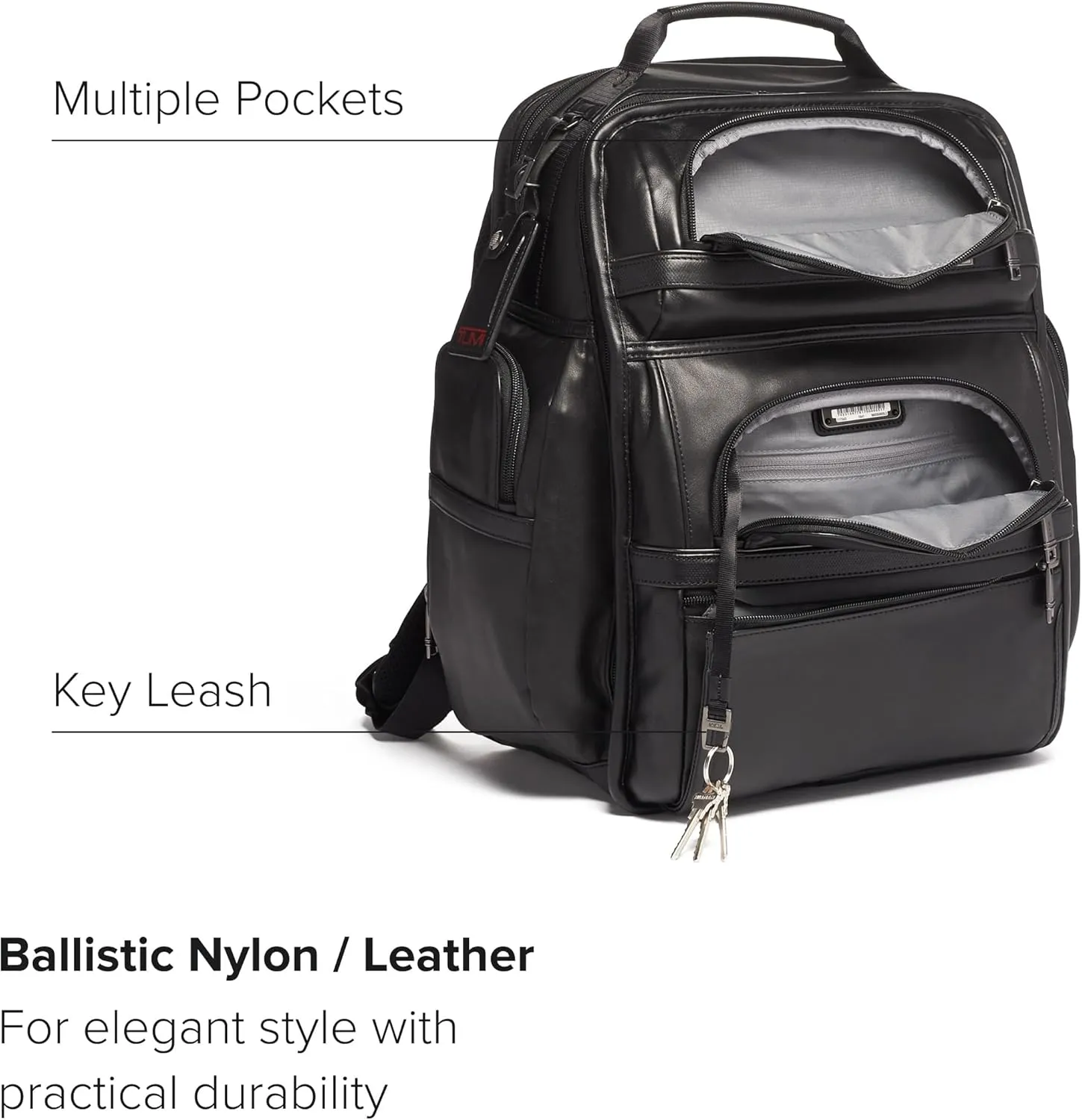 TUMI - Alpha Brief Pack - 15" Laptop Backpack with Padded Adjustable Straps - Laptop Bag - Stores Laptop, Tablet, Toiletries - Black Leather
