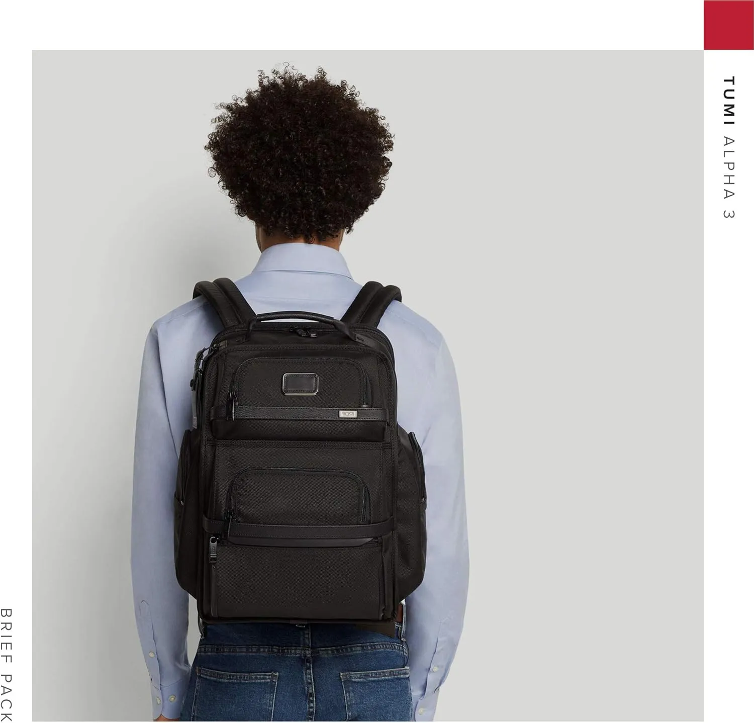 TUMI - Alpha Brief Pack - 15" Laptop Backpack with Padded Adjustable Straps - Laptop Bag - Stores Laptop, Tablet, Toiletries - Black