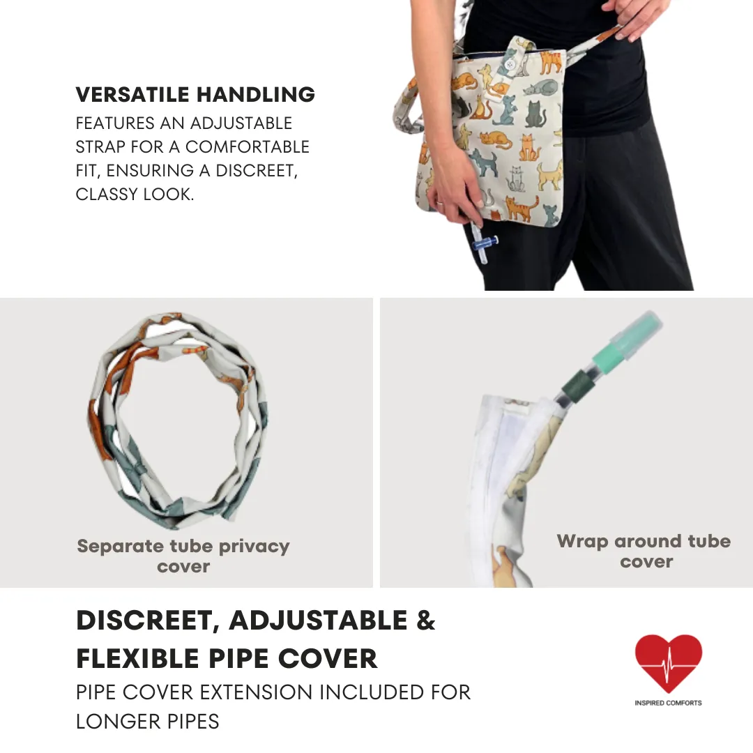 Urine Drainage Bag Holder with Catheter Pipe Cover & Adjustable Strap