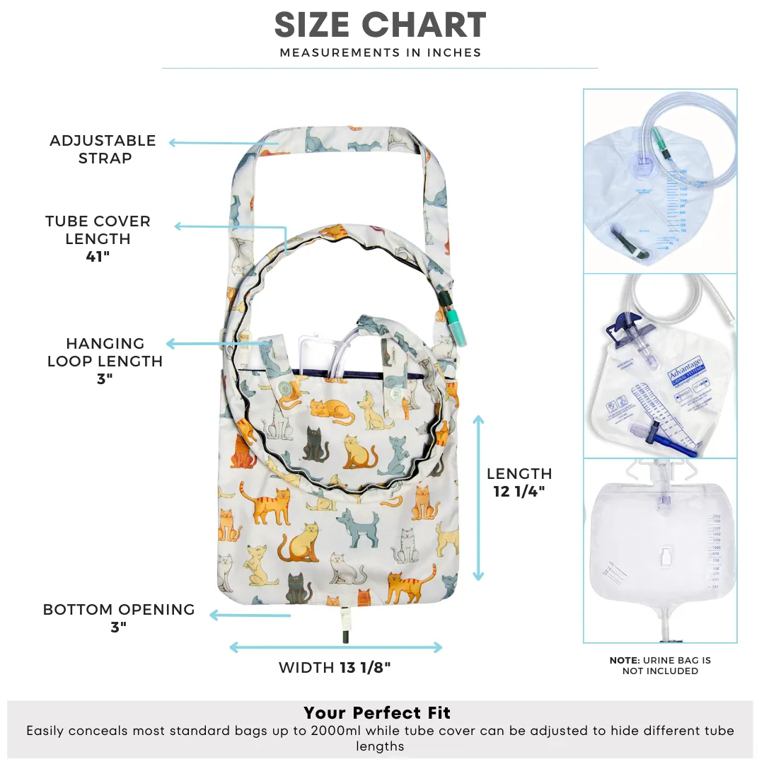Urine Drainage Bag Holder with Catheter Pipe Cover & Adjustable Strap