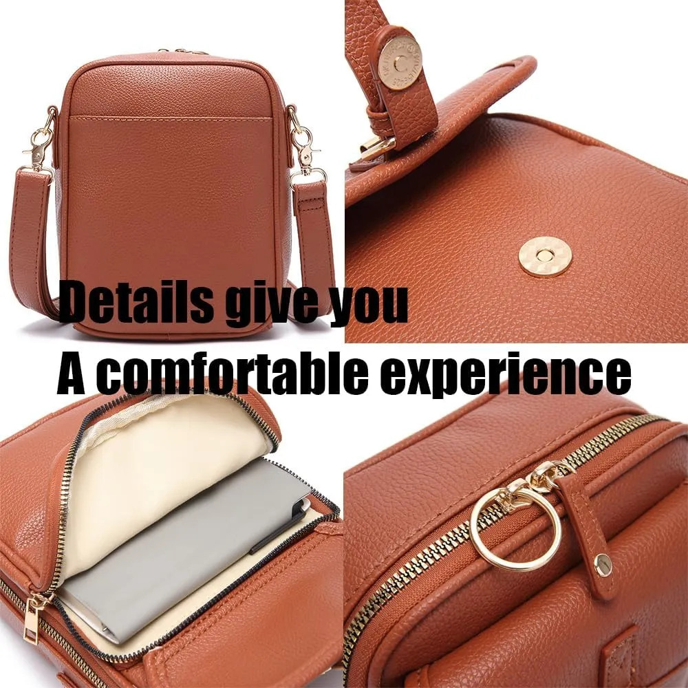 Urvashi Cross Body Bag - Vintage Vegan Leather Messenger Purse, Anti-Theft Small Crossbody Bag with 10 Slots RFID, Tojoyride