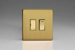 Varilight 13A Switched Fused Spur   Neon with Metal Inserts Brushed Brass XDB6NDS
