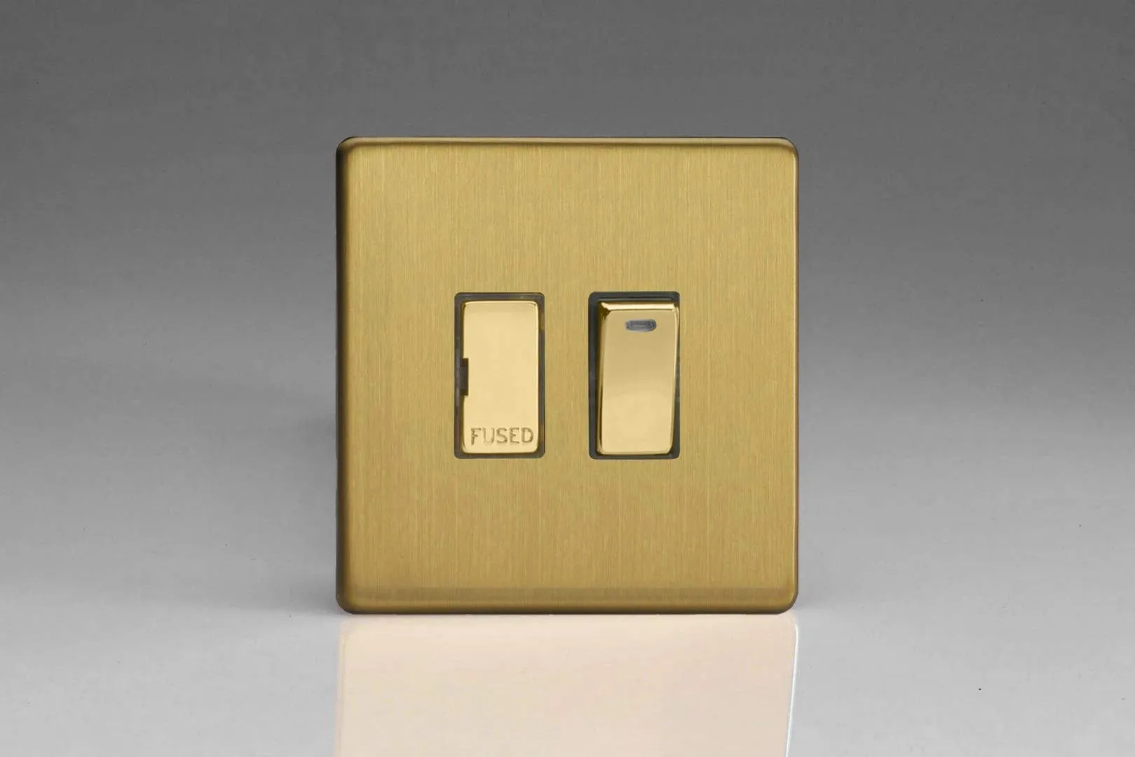 Varilight 13A Switched Fused Spur   Neon with Metal Inserts Brushed Brass XDB6NDS
