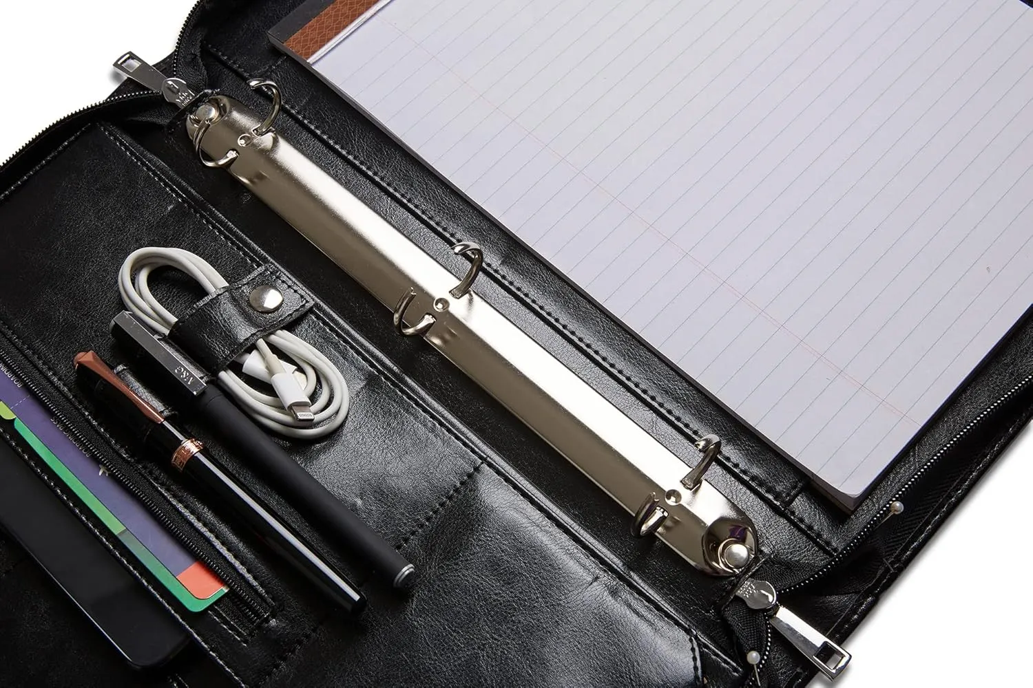 Vegan Leather Padfolio Binder, Personalized Travel Portfolio Organizer, Business Notebook, Custom Portfolio (Standard, Black)