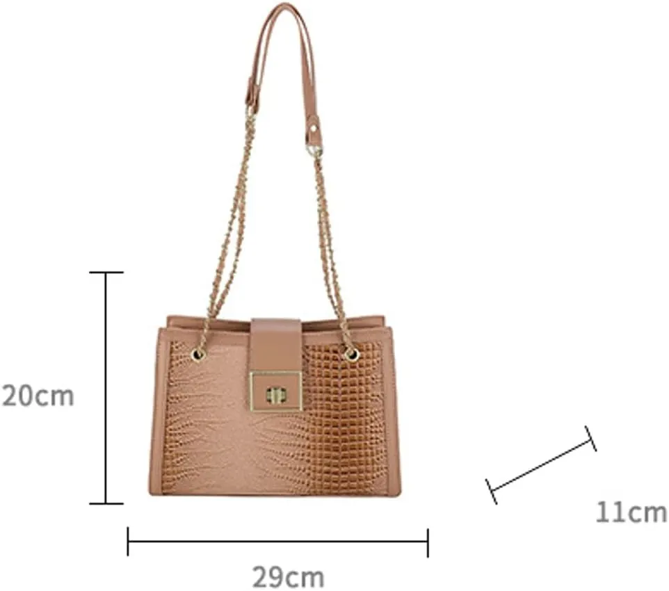 Vegan Leather Shoulder Bag for Women Fashion Purse Large Totes Y2k Top Handle Satchel with Chain Designer Bags