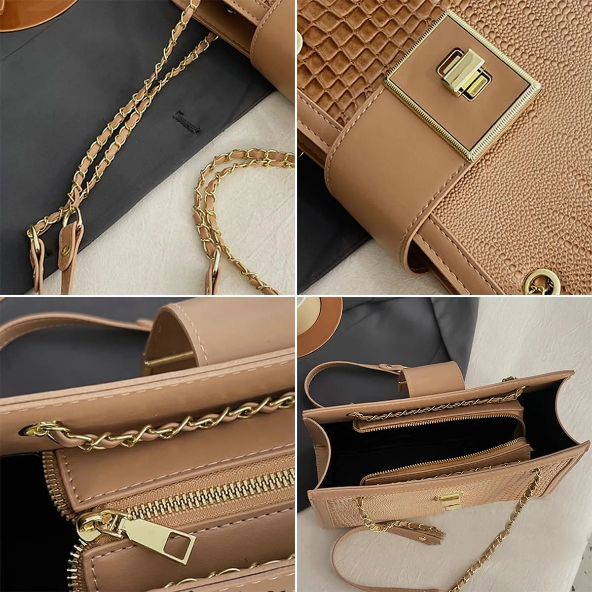 Vegan Leather Shoulder Bag for Women Fashion Purse Large Totes Y2k Top Handle Satchel with Chain Designer Bags