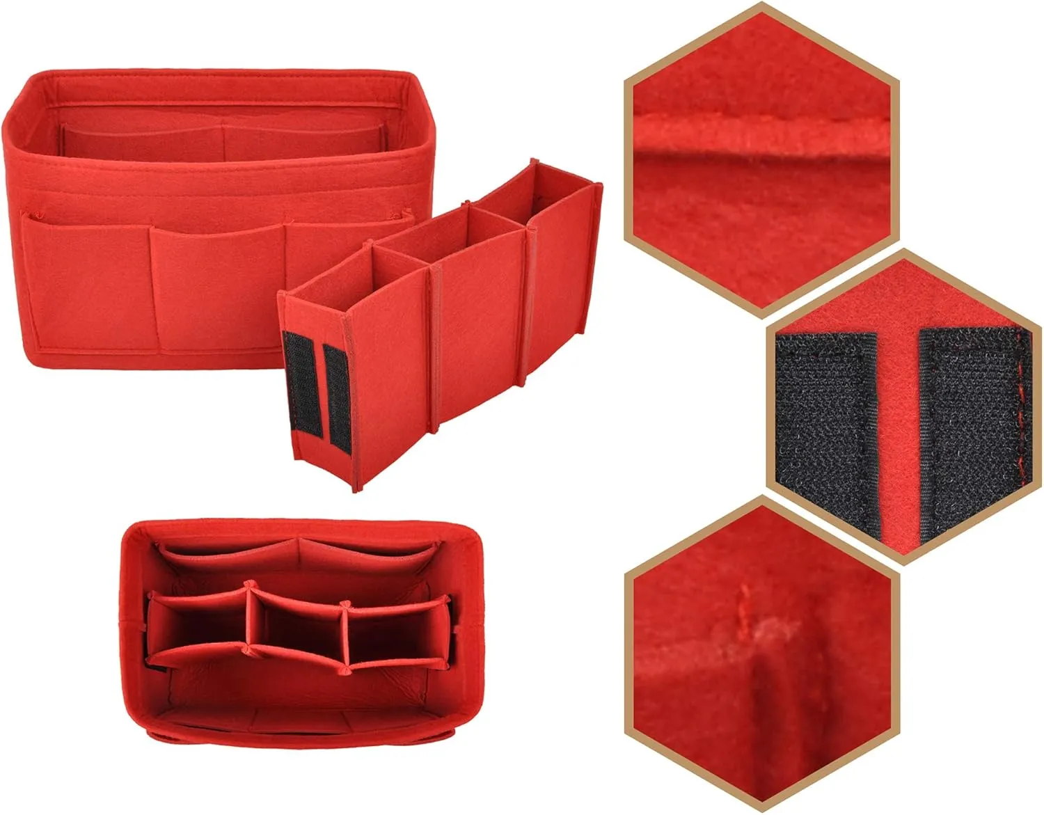 Vercord Felt Purse Organizer Handbag Insert Liner Shaper Bag in Bags for Speedy Neverfull Tote Red Small