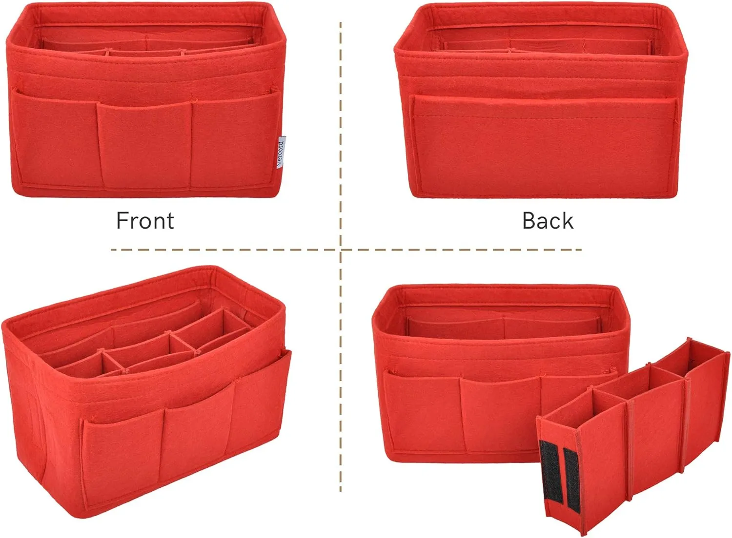 Vercord Felt Purse Organizer Handbag Insert Liner Shaper Bag in Bags for Speedy Neverfull Tote Red Small