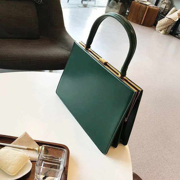 Vintage Big Clip Shell Women Handbags Designer Top-hand Handbags Luxury Pu Leather Purses Large Capacity Tote Simply Square Bag