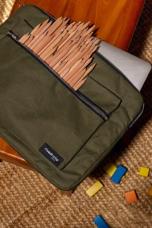 Vivienne, the 15" Laptop Sleeve - Recycled cotton Military Green