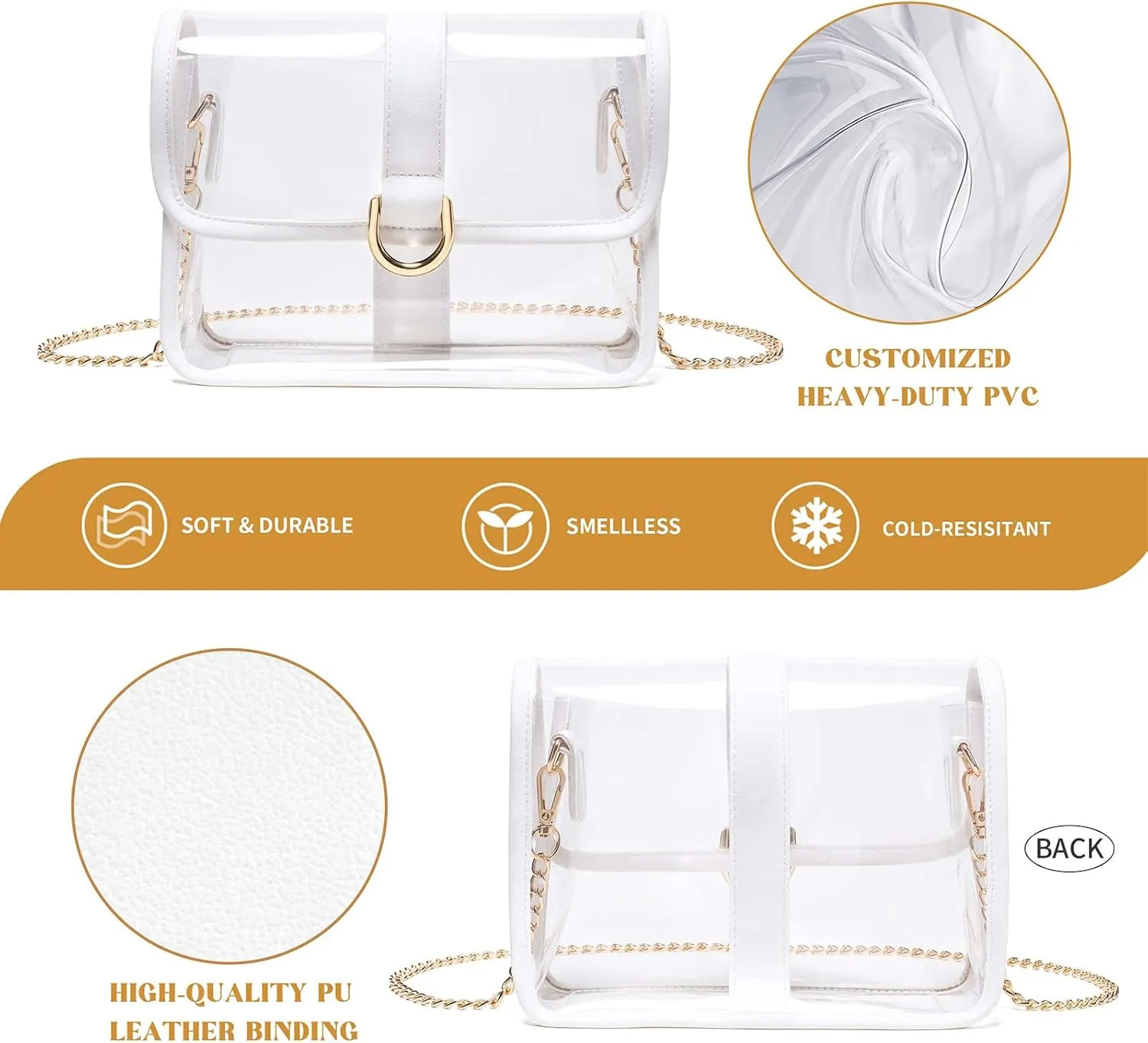 Vorspack Clear Purse - Stadium Approved Clear Crossbody Bag for Women, Concert, Sport