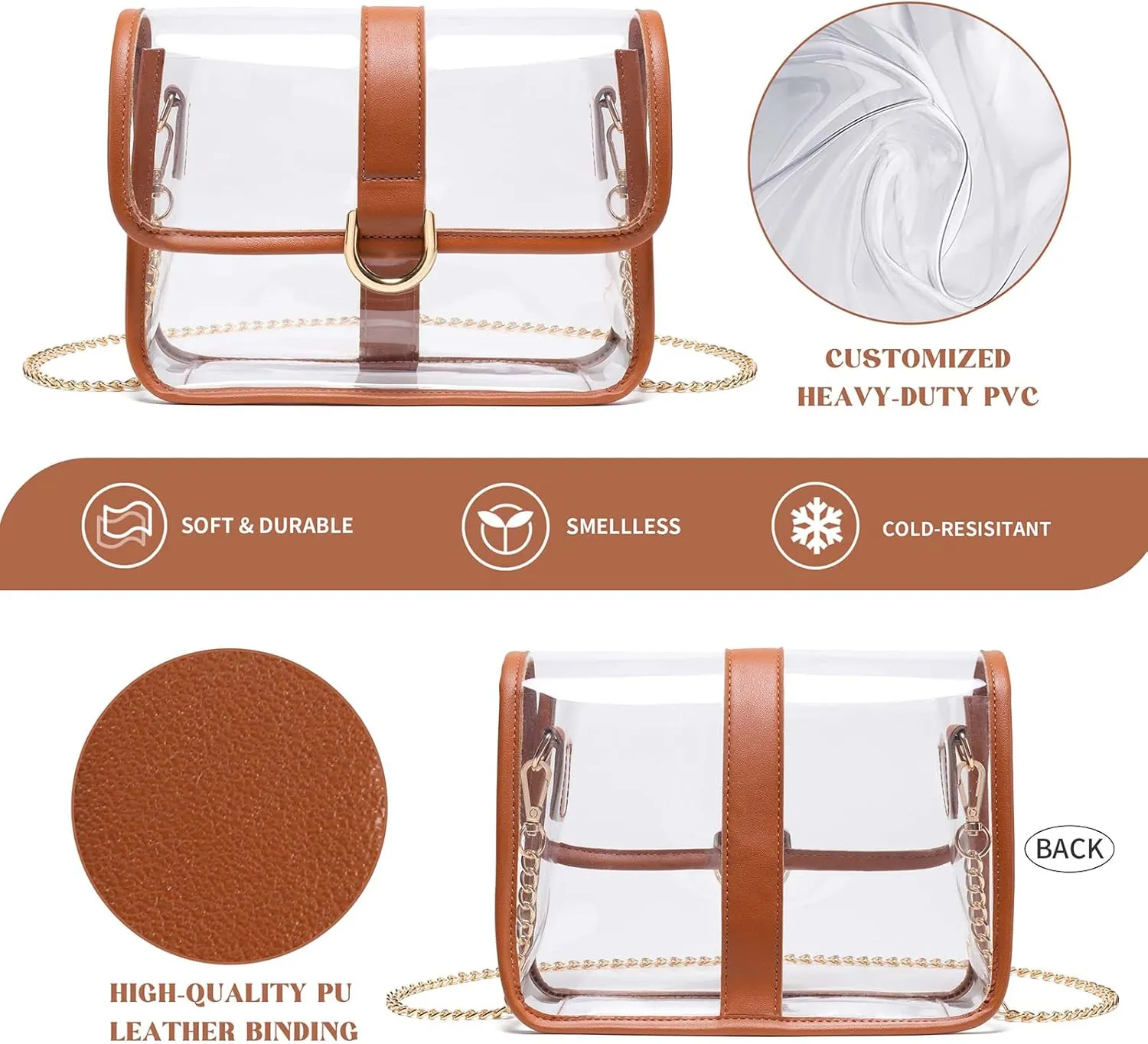 Vorspack Clear Purse - Stadium Approved Clear Crossbody Bag for Women, Concert, Sport