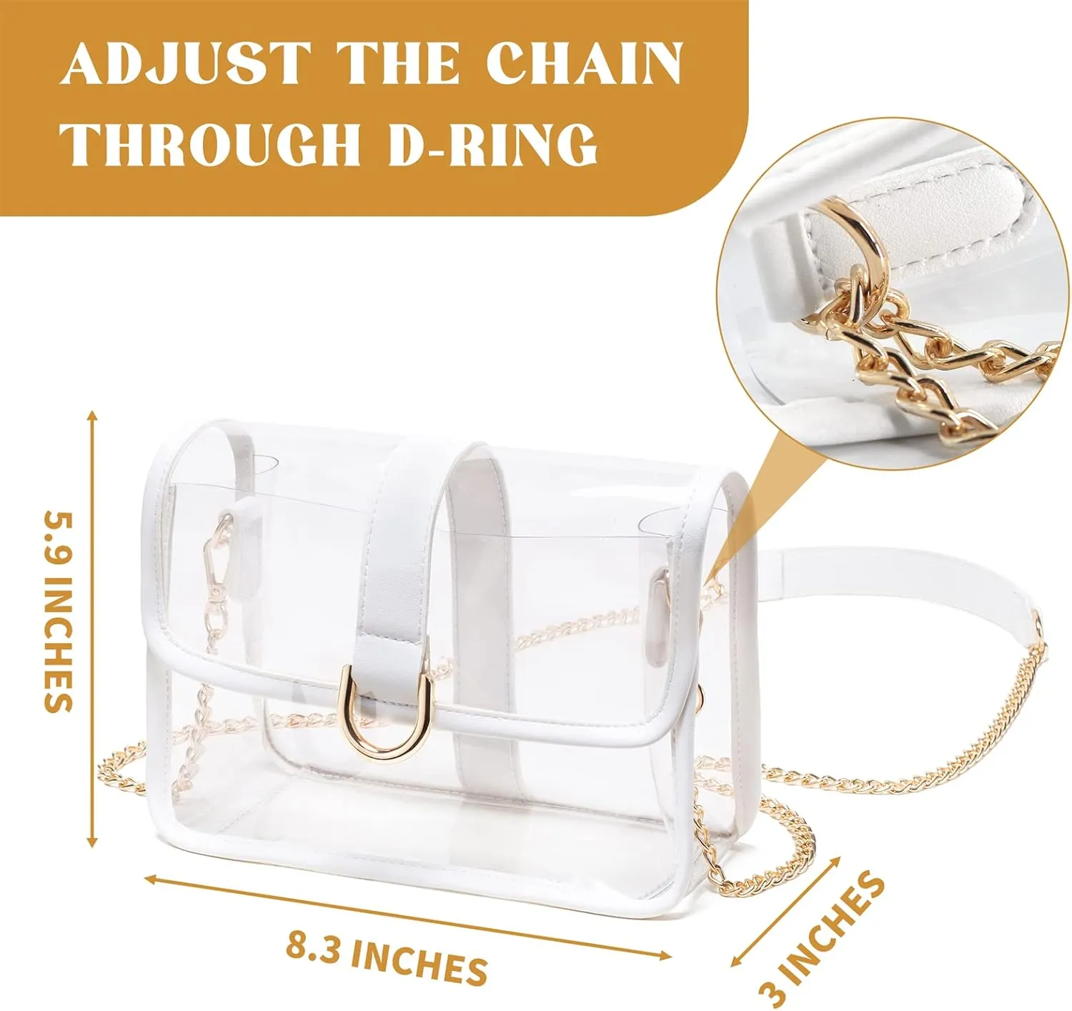 Vorspack Clear Purse - Stadium Approved Clear Crossbody Bag for Women, Concert, Sport