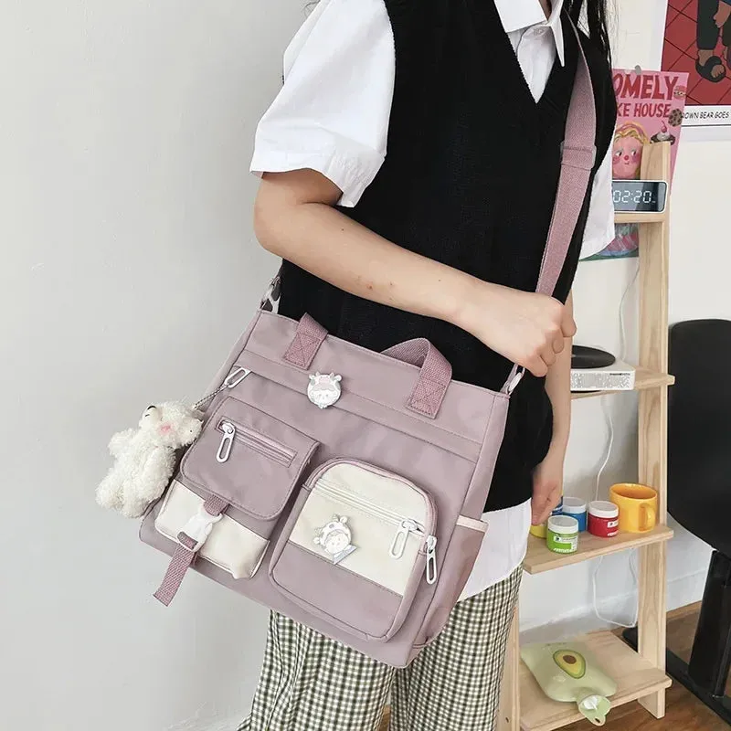 Waterproof Canvas Women Handbags Shoulder Bag Nylon Ladies Messenger Bag Oxford Crossbody Bags Tote Book Bags for Girls Satchels