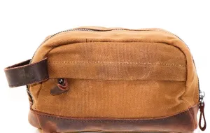 Waxed Canvas and Leather Dopp Bag, Cognac