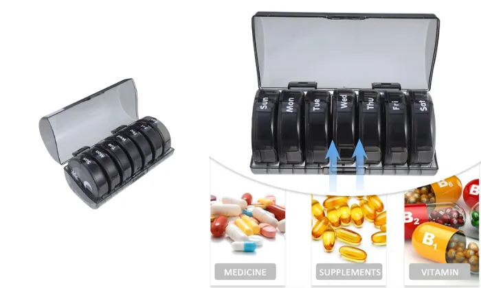 Well-Organized Weekly Pill Storage Box - Black