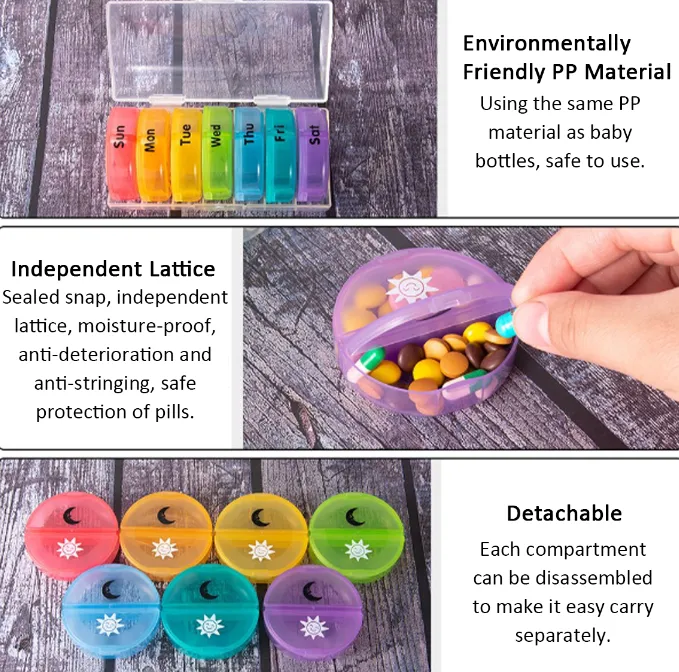 Well-Organized Weekly Pill Storage Box - Black