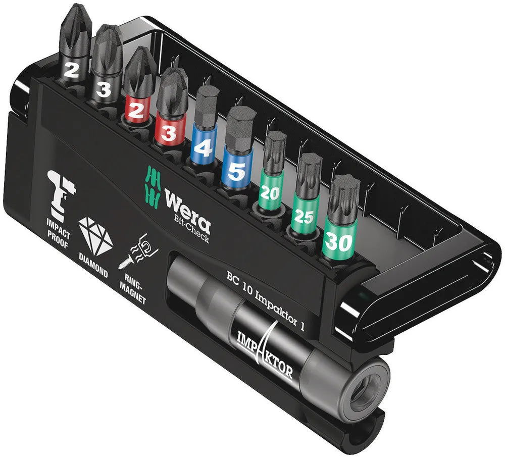 Wera 05057680001 Bit-Check 10 Impaktor 1, 10 pieces