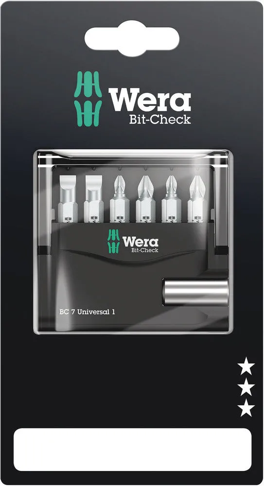 Wera 05073406001 Bit-Check 7 Universal 1 SB, 7 pieces