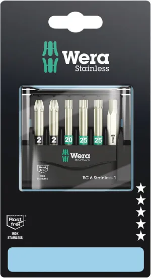 Wera 05073634001 Bit-Check 6 Stainless 1 SB, 6 pieces