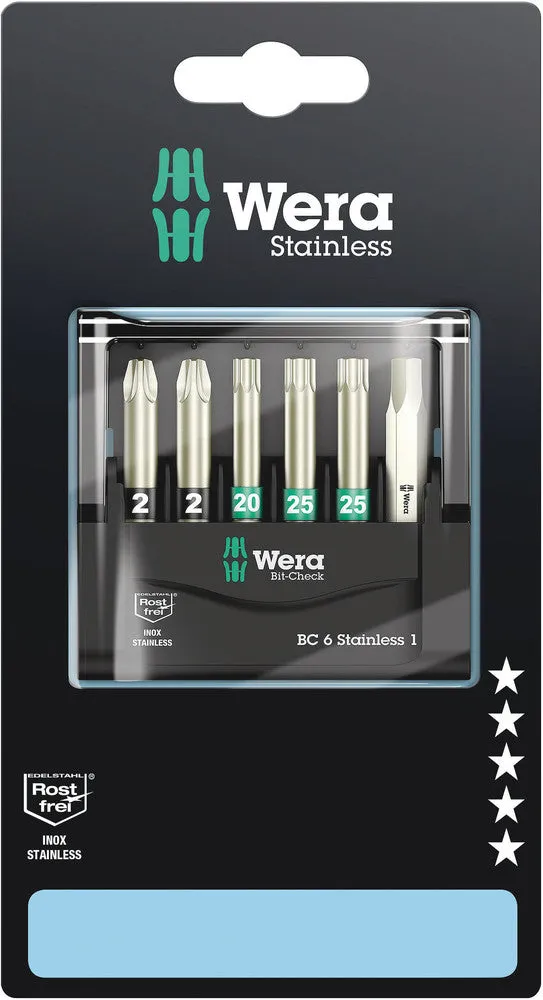 Wera 05073634001 Bit-Check 6 Stainless 1 SB, 6 pieces