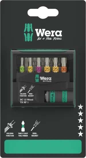 Wera Bit-Check 12 Wood TX HF 1 SB, 12pc - 05073641001