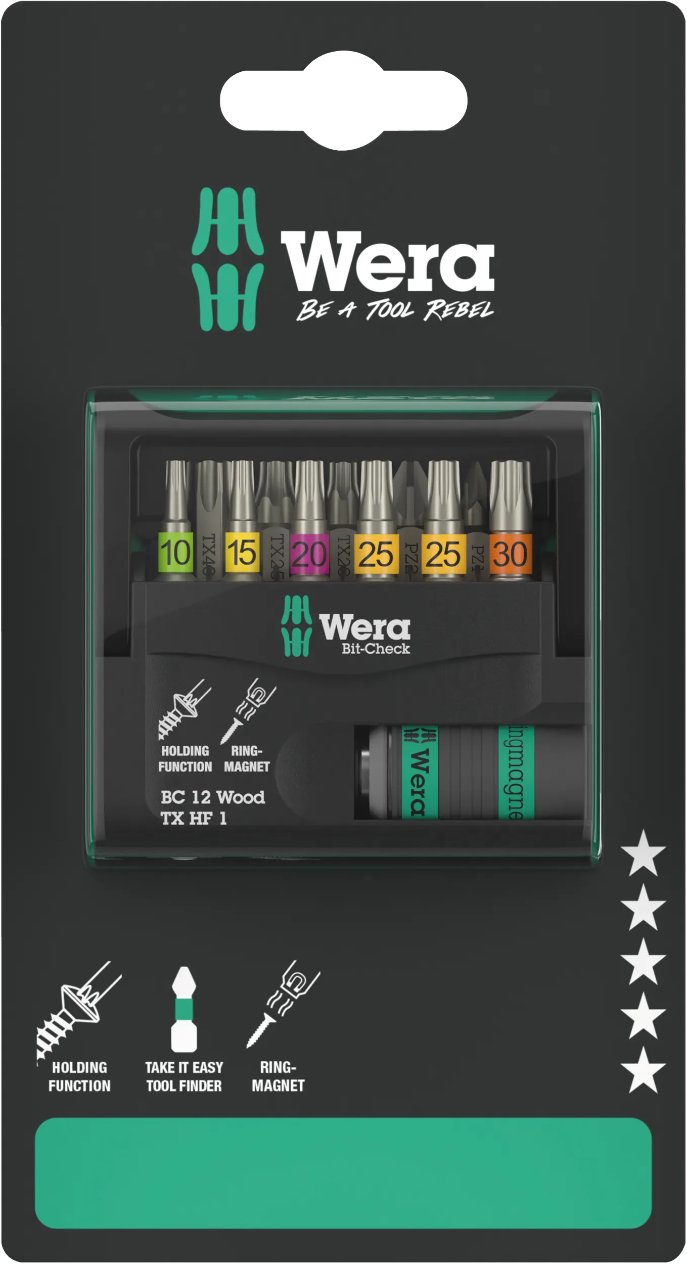 Wera Bit-Check 12 Wood TX HF 1 SB, 12pc - 05073641001